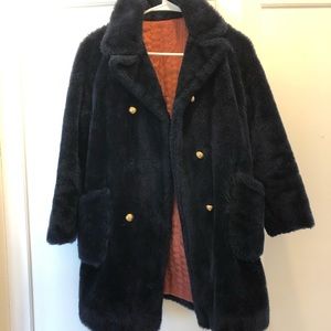 Vintage navy/dark blue RARE teddy coat